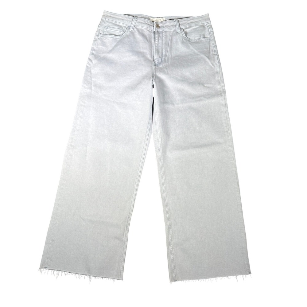 Vervet Womens High Rise Wide Leg Jeans Light Wash Raw Hem Size 30